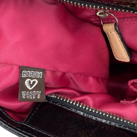 Coach Poppy Daisy Liquid Gloss Black Shoulder Bag Tote 18674 - Picture 14 of 16